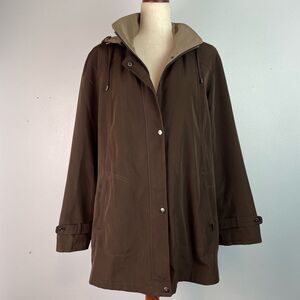 Gallery Brown Utility Jacket with Removable Hood and Lining Size L EUC